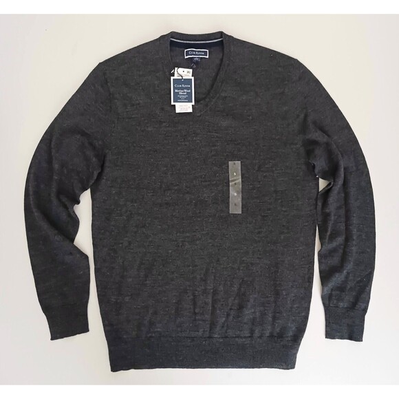 NWT $75 Club Room Men's V Neck Sweater Charcoal Gray Merino Wool Blend Sz S - Picture 2 of 9